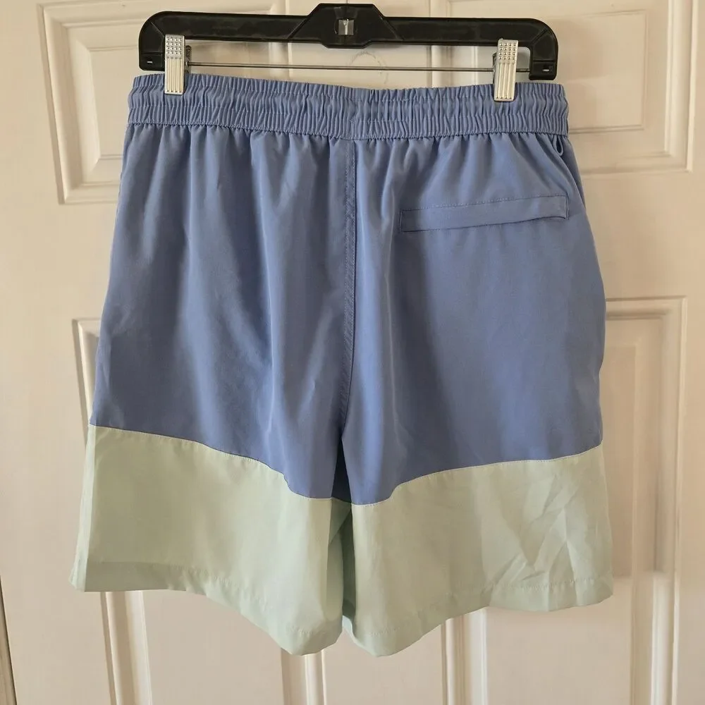 Caribbean Joe Swim Trunks Mens L Blue Green Colorblock 7